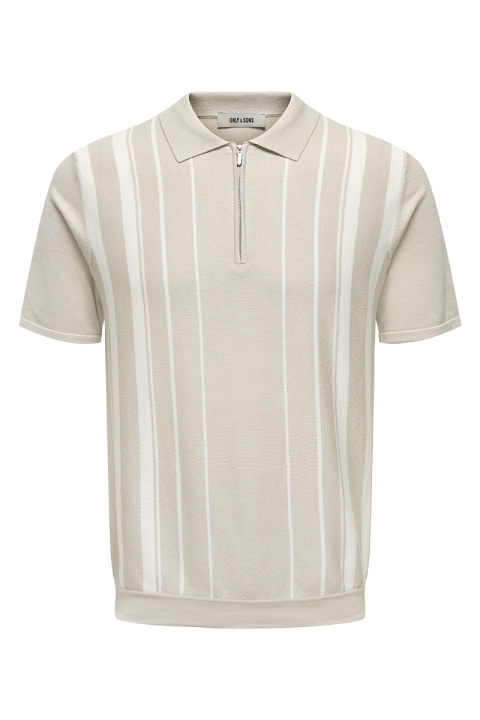 ONLY & SONS Wyler Regular Fit Zip Polo Knit Silver Lining