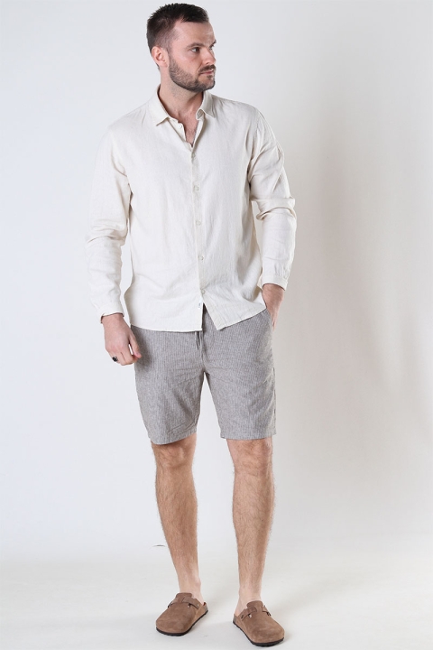 ONLY & SONS Linus Life Linen Mix Stripe Shorts Teak