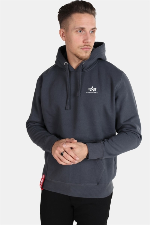 Alpha Industries Basic Hoodie Small Logo Grey Black