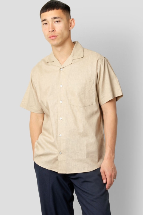 Clean Cut Copenhagen Bowling Cotton Linen Hemd SS Khaki