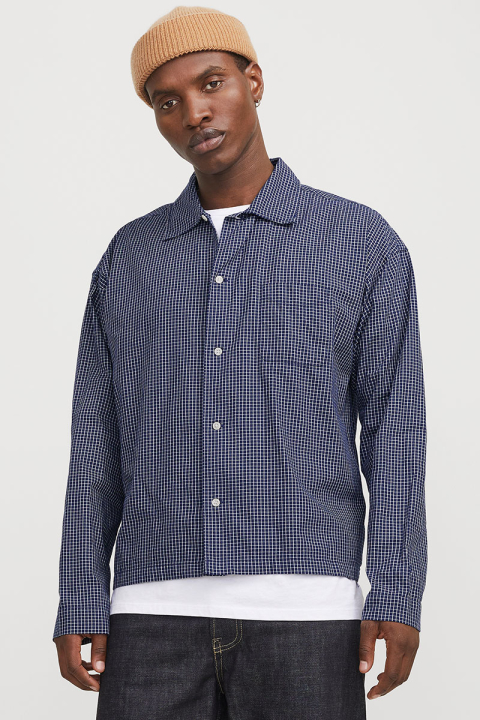 Jack & Jones Austin Loose Fit Check Hemd Ocean Cavern