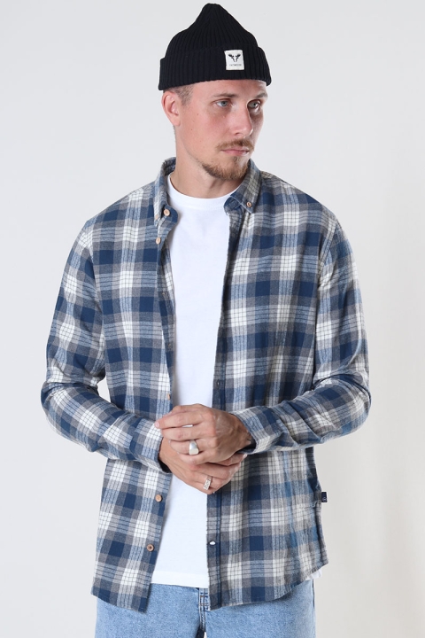Kronstadt Dean Flannel check Hemd Grey / Blue