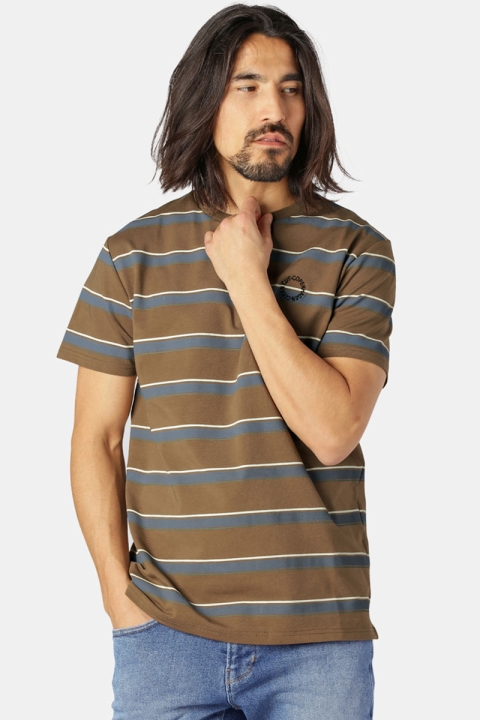 Clean Cut Copenhagen Grant Striped Tee Dark Camel