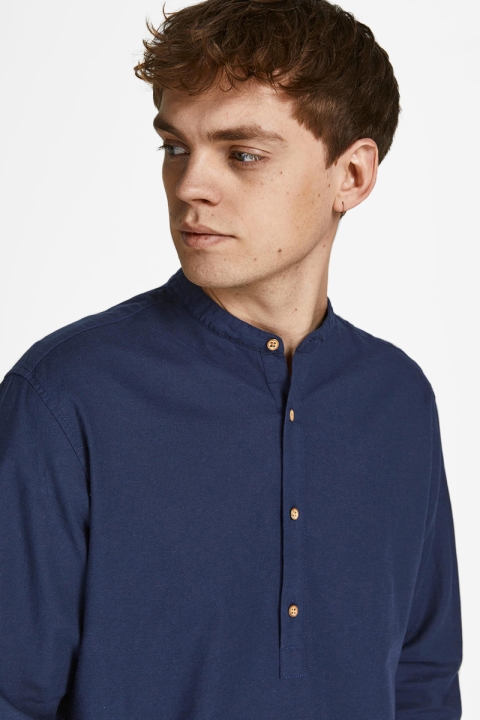 Jack & Jones JPRBLASUMMER HALF PLACKET Hemd L/S SN Navy Blazer