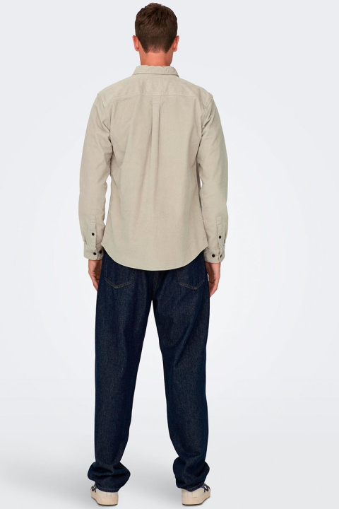ONLY & SONS New Terry Corduroy LS Hemd Silver Lining