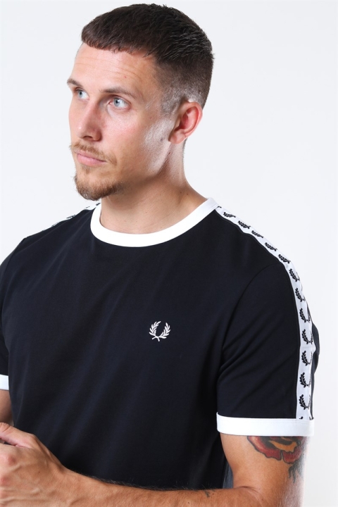 Fred Perry Taped Ringer T-Hemd Black