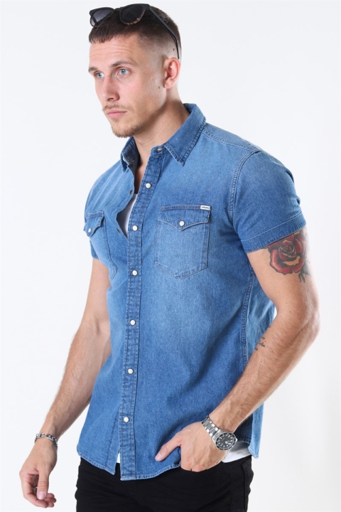 Jack & Jones Sheridan Hemd S/S Medium Blue Denim