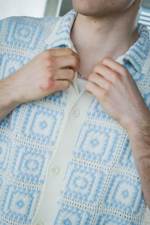 ONLY & SONS Bart Relaxed Fit SS Knit Hemd Egret
