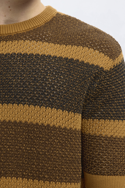 Selected Ginger SS Knit Relaxed Fit Stripe Tee Chipmunk