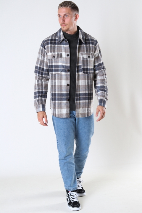 Jack & Jones JOROLLIE CHECK Hemd JACKET LS LN Grey Melange  /CHECK