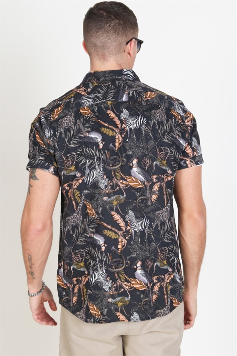 Only & Sons Gabrial S/S Animal Viscose Hemd Black/Zoo Print