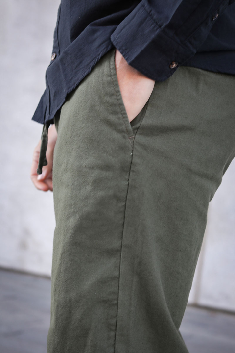 ONLY & SONS Sinus Loose Cotton Linen Pants Olive Night