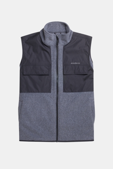 Woodbird Strukt Fleece Vest Dark Grey