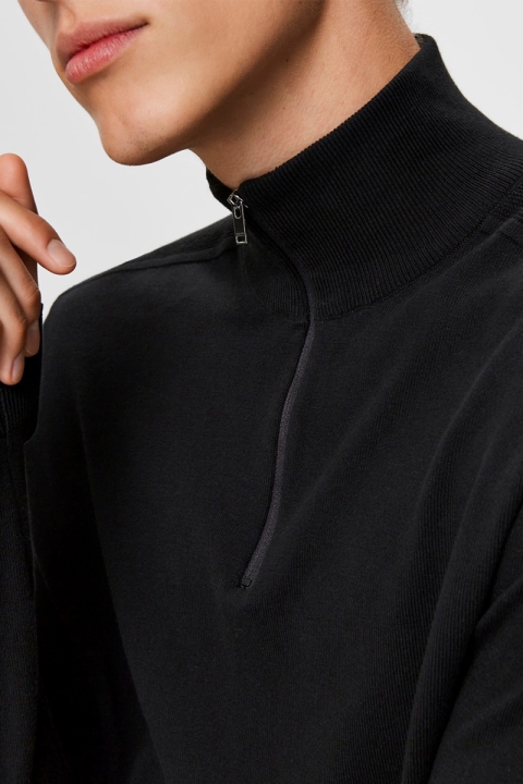 Selected Berg Half Zip Knit Black