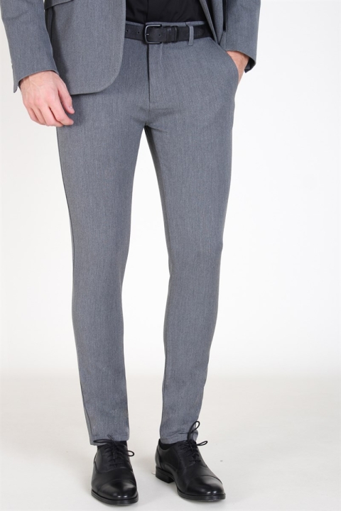 Solid Frederic Pants Med Grey Melange