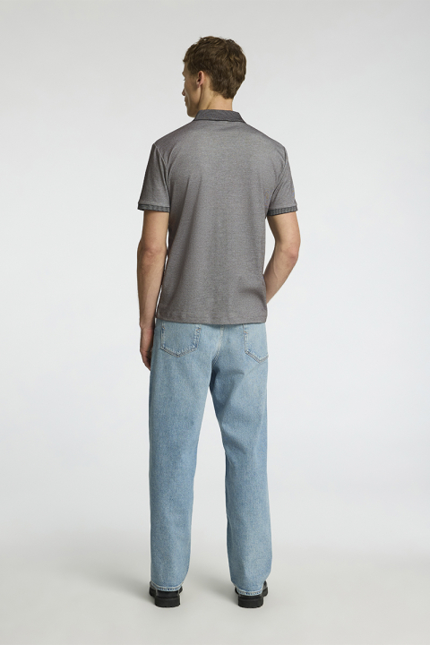 Selected Fave Zip Polo SS Medium Grey Melange