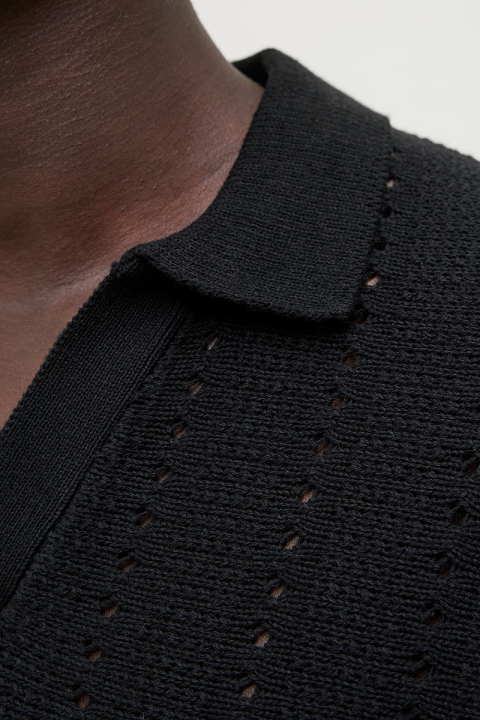 Jack & Jones Aros Knit Easter SS Crochet Polo Black