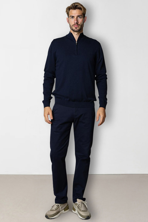 Clean Cut Copenhagen Claude half zip knit Navy Melange