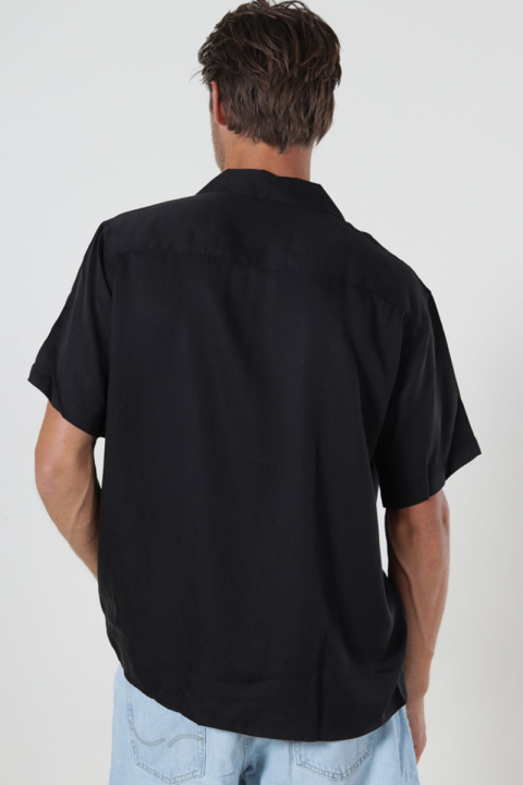 Selected Charlie Satin SS Relaxed Fit Resort Hemd Black