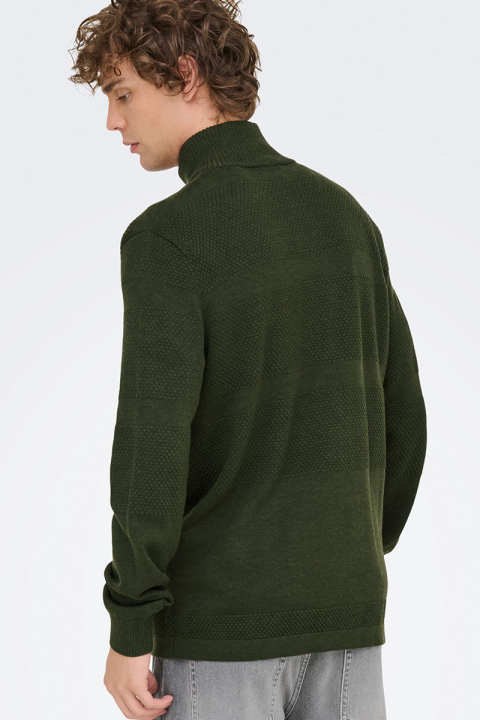 ONLY & SONS Malik Regular Zip Cardigan Knit  Olive Night
