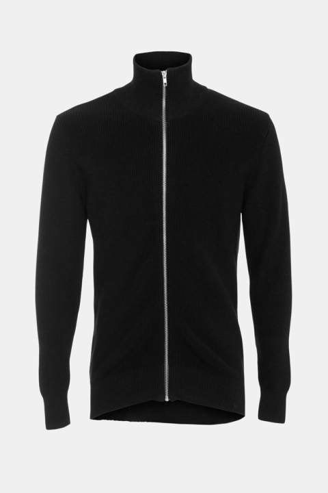 Clean Cut Osin Zip Cardigan Stricken Black