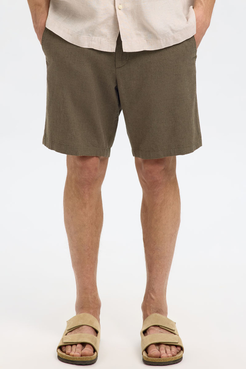 Selected Regular Brody Linen Shorts Forest Night