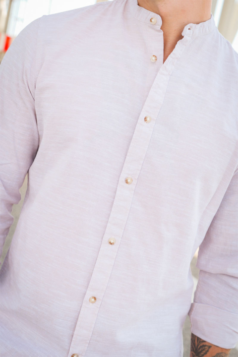 ONLY & SONS CAIDEN LS SOLID LINEN MAO Hemd Chinchilla
