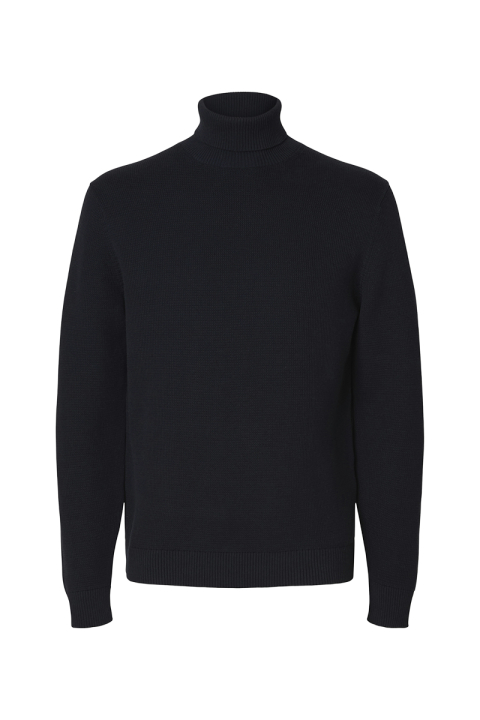 Selected Dane LS Structure Knit Roll Neck Sky Captain