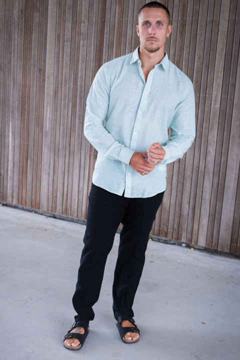 ONLY & SONS Caiden LS Linen Hemd Cashmere Blue