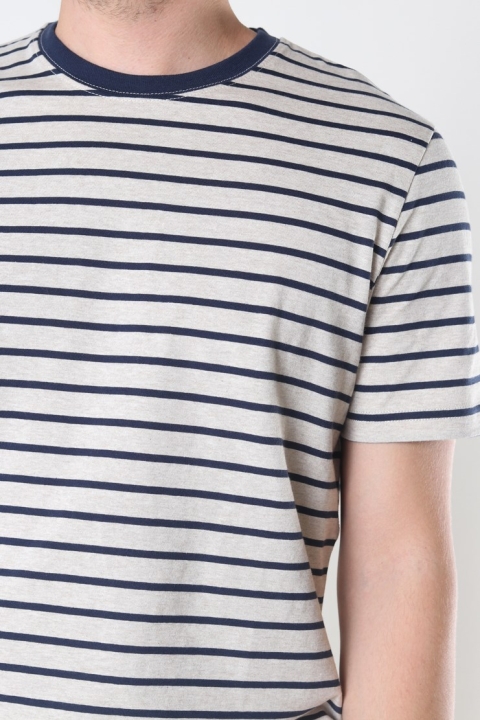 Jack & Jones Striped Tee Crewneck White Melange