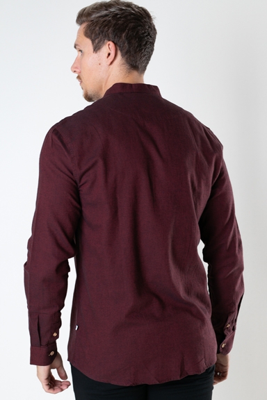 Kronstadt Dean Diego Cotton henley Hemd Bordeaux mel