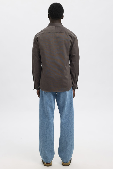 Selected Performance Stretch LS Hemd Morel Mixed Black
