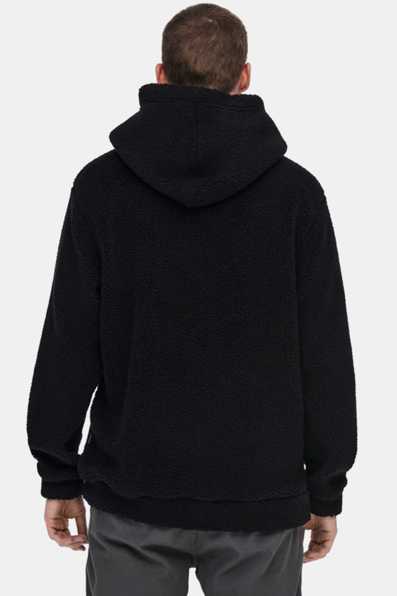 ONLY SONS ONSREMY REG TEDDY HOODIE SWEAT Black