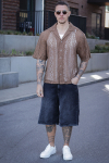 ONLY & SONS Novak Relax Resort SS Lace Hemd Sepia