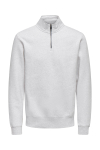 ONLY & SONS Ceres Half Zip Sweat Super Light Grey Melange