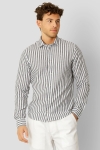 Clean Cut Copenhagen Jamie Cotton Linen Striped Hemd LS Navy / Ecru