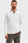 Selected SLHMAINE LS KNIT HALF ZIP  W NOOS Egret