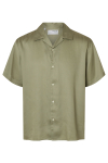 Selected Charlie Satin SS Relaxed Fit Resort Hemd Vetiver