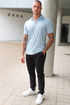 Selected Fave Zip Polo SS Winter Sky