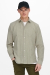 ONLY & SONS Caiden LS Linen Hemd Oil Green