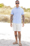 Selected Regular Sun Linen Hemd SS Cashmere Blue / White