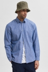 Selected SLHSLIMNEW-LINEN Hemd LS W NOOS Medium Blue Denim