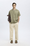 Selected Charlie Satin SS Relaxed Fit Resort Hemd Vetiver