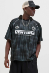 Jack & Jones Retreat AOP Mesh Open Collar Polo SS Black