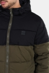 Urban Classics Hooded 2-Tone Puffer Jacke Dark Olive/Black