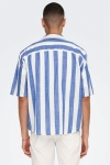 ONLY & SONS Tes Relax Slub Stripe SS Hemd Turkish Sea