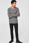 Selected Rocky Crew Neck Stricken Medium Grey Melange