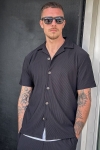 Selected Relax Plisse Resort SS Hemd Black