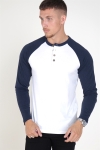 Only & Sons Elton Raglan Granddad LS T-Hemd White/Navy