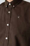 Clean Cut Copenhagen Oxford Stretch Plain L/S Dark Brown Melange